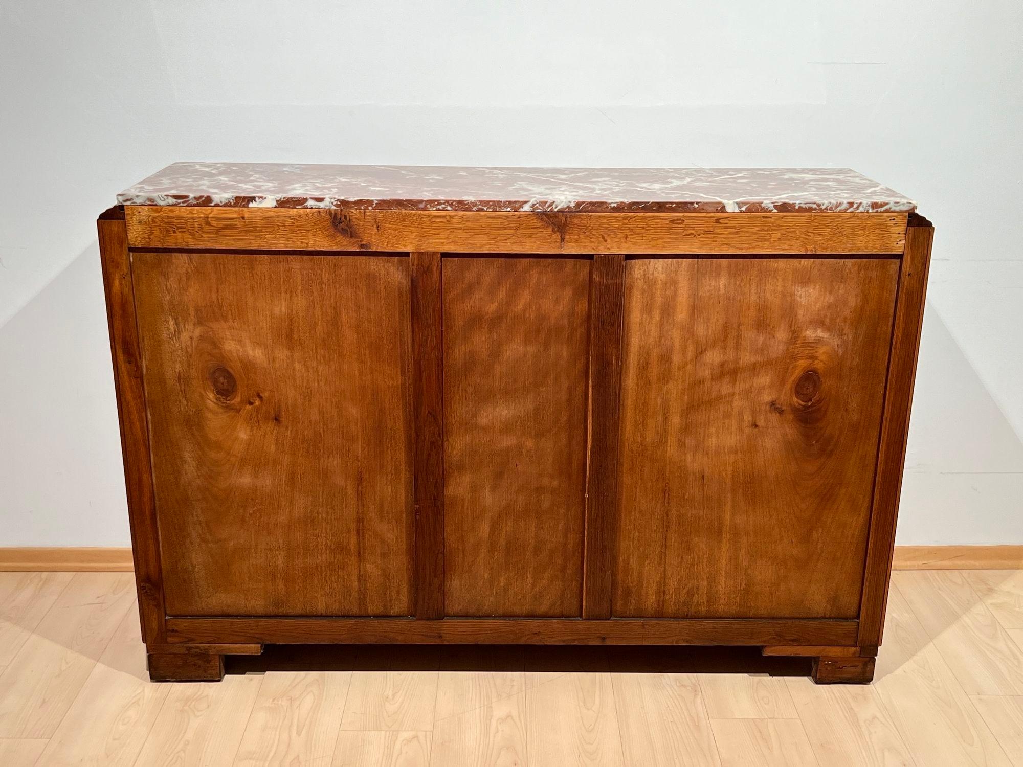 Art Deco Sideboard, Walnut, Lacquer, Nickel, France circa 1930 For Sale 13