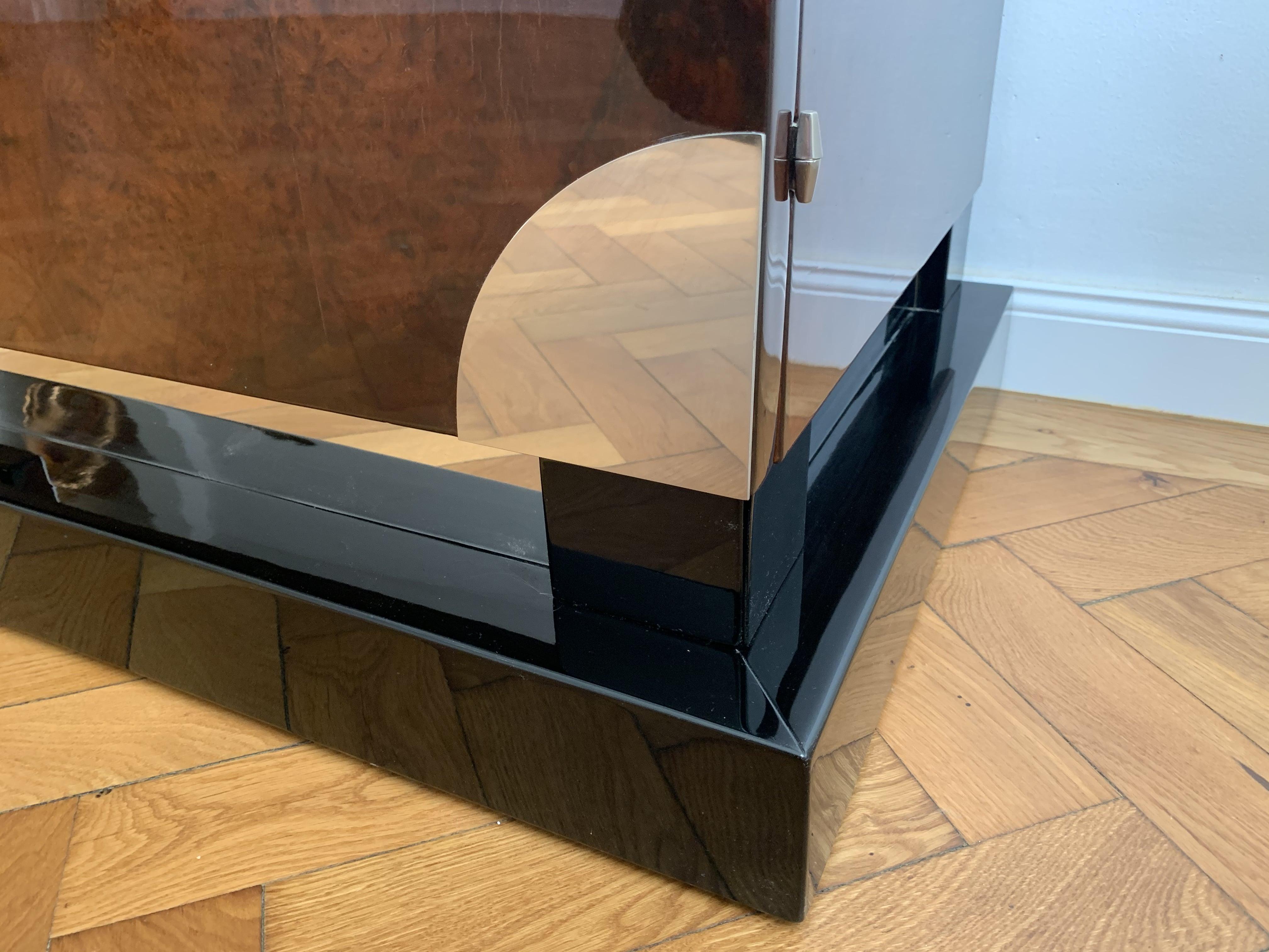 Art Deco Sideboard, Walnut Roots, Green Marble, Southern France, circa 1930 8