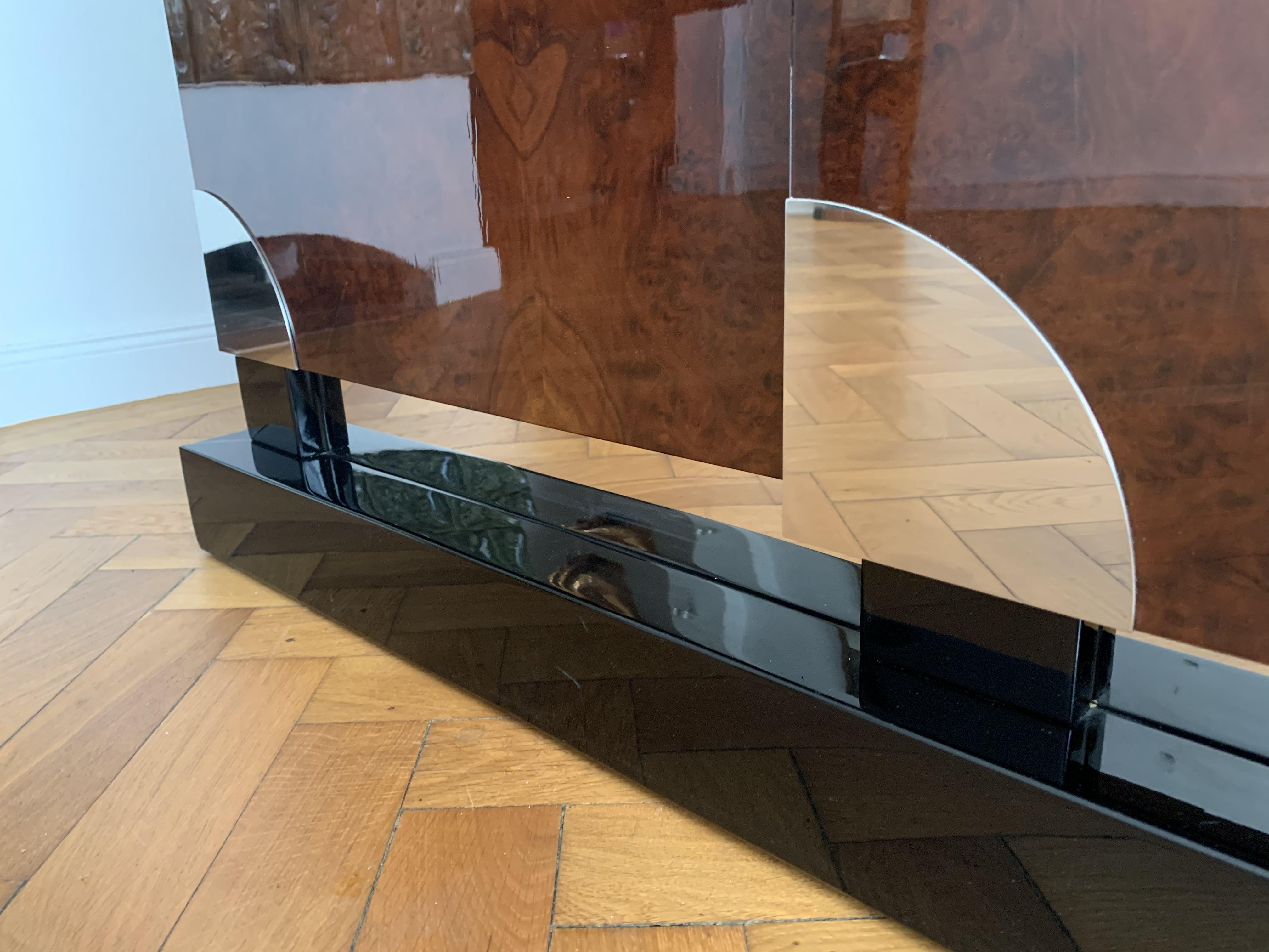 Art Deco Sideboard, Walnut Roots, Green Marble, Southern France, circa 1930 10