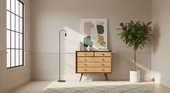 Art-déco-Sideboard mit Schubladen aus Holz und Pergament, 1960