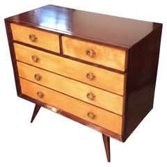 Art-déco-Sideboard mit Schubladen aus Holz und Pergament, 1960