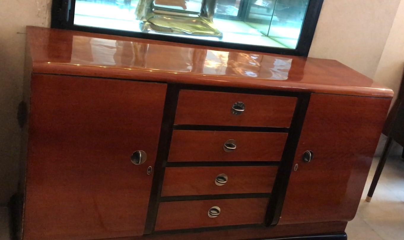 French Art Deco Sideboard with Drawers in Wood For Sale
