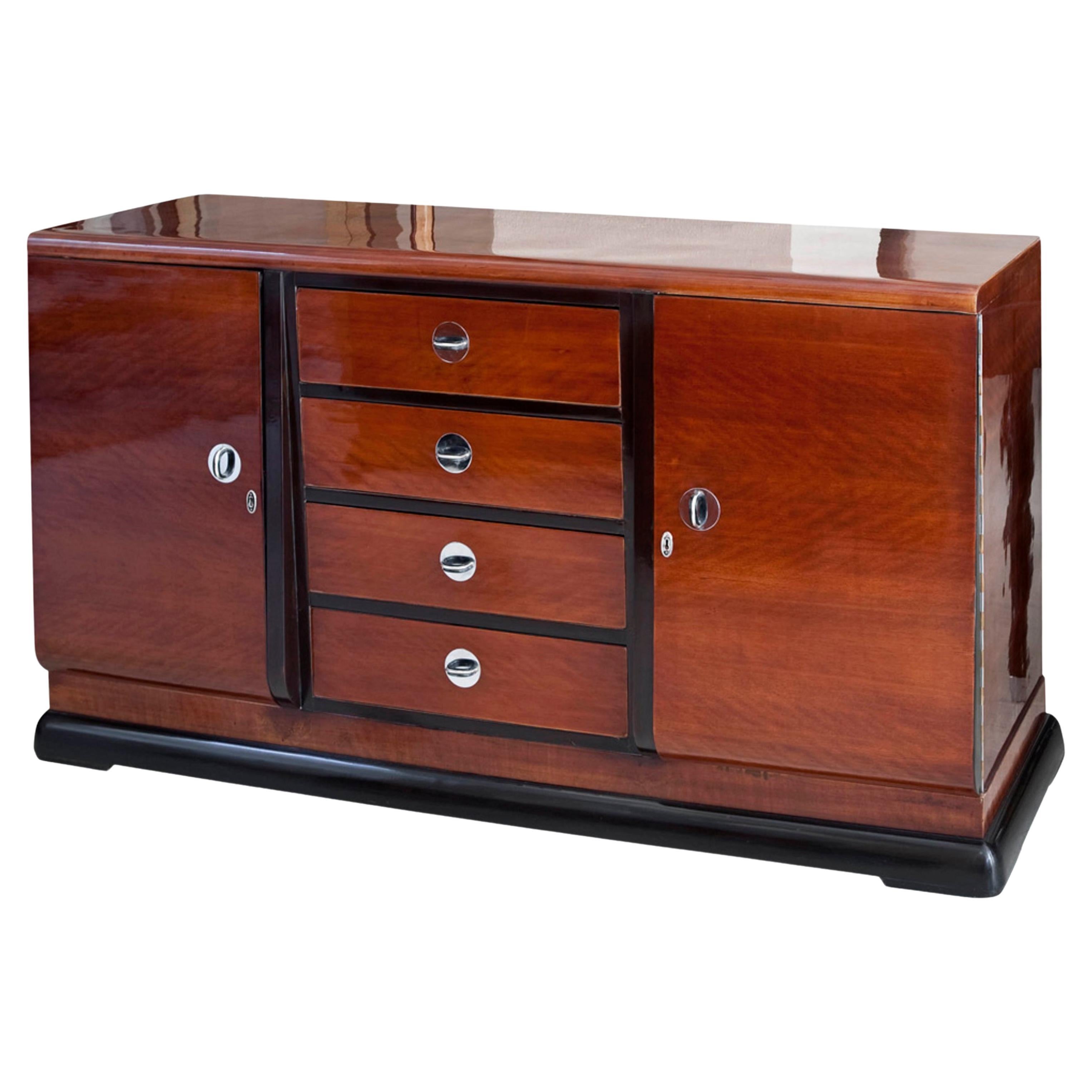 Art Deco Sideboard with Drawers in Wood For Sale