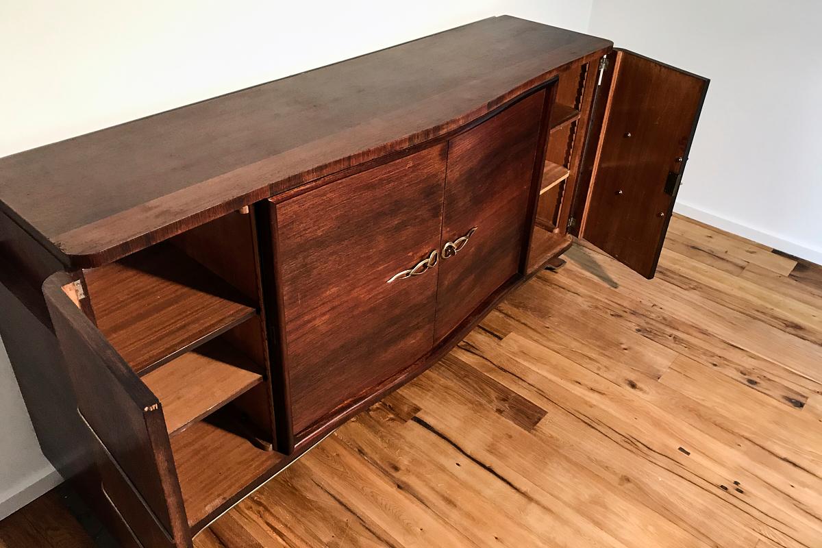 Art Deco Sideboard with Fine Rosewood Veneer and Brass Strips from Paris, 1925 For Sale 6
