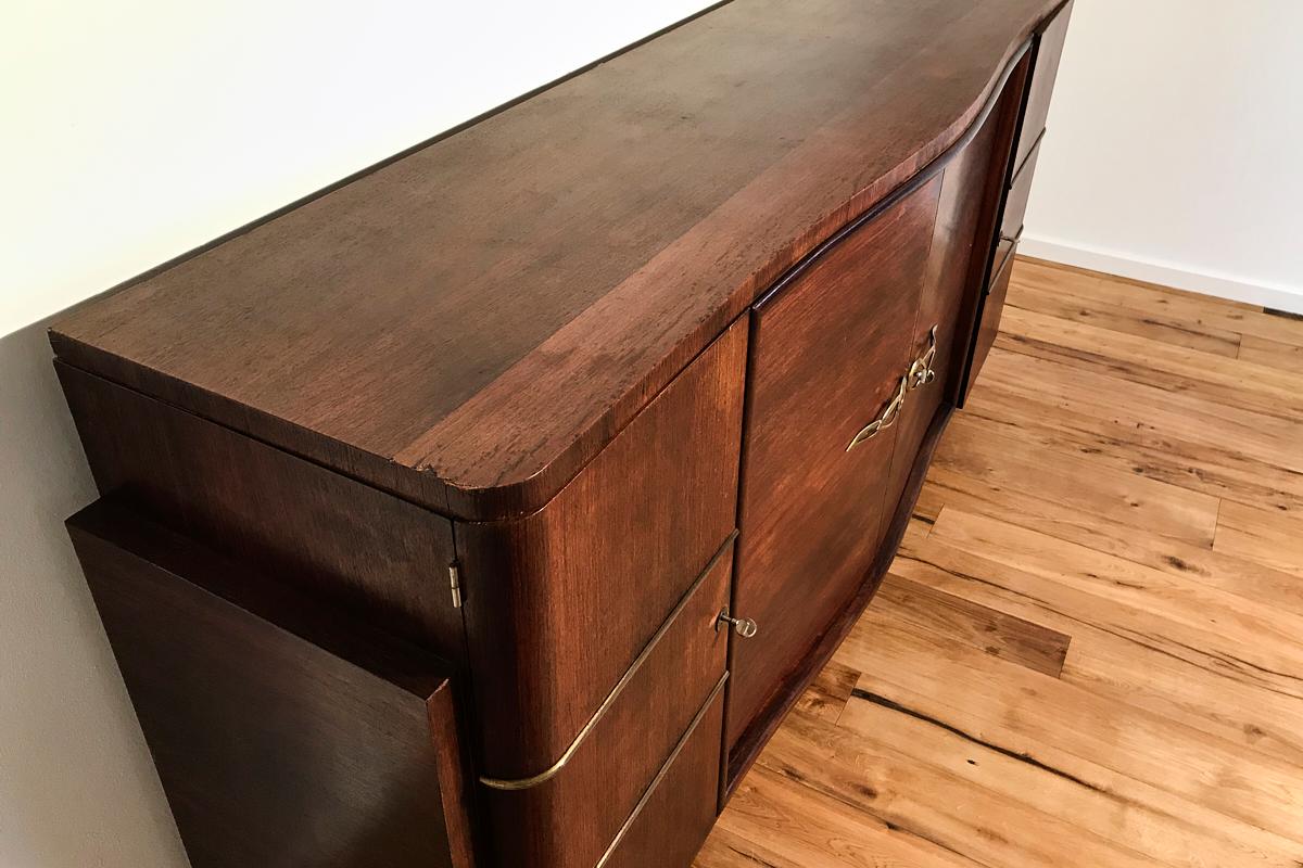 Art Deco Sideboard with Fine Rosewood Veneer and Brass Strips from Paris, 1925 For Sale 1