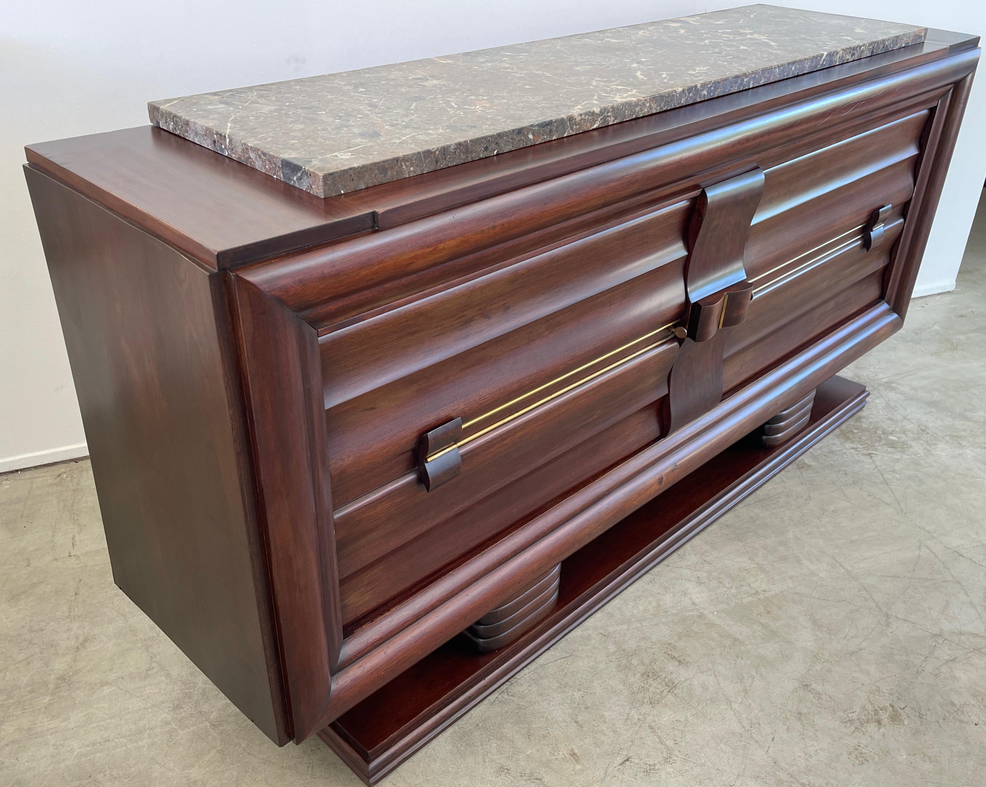 Italian Art Deco Sideboard with Marble  For Sale