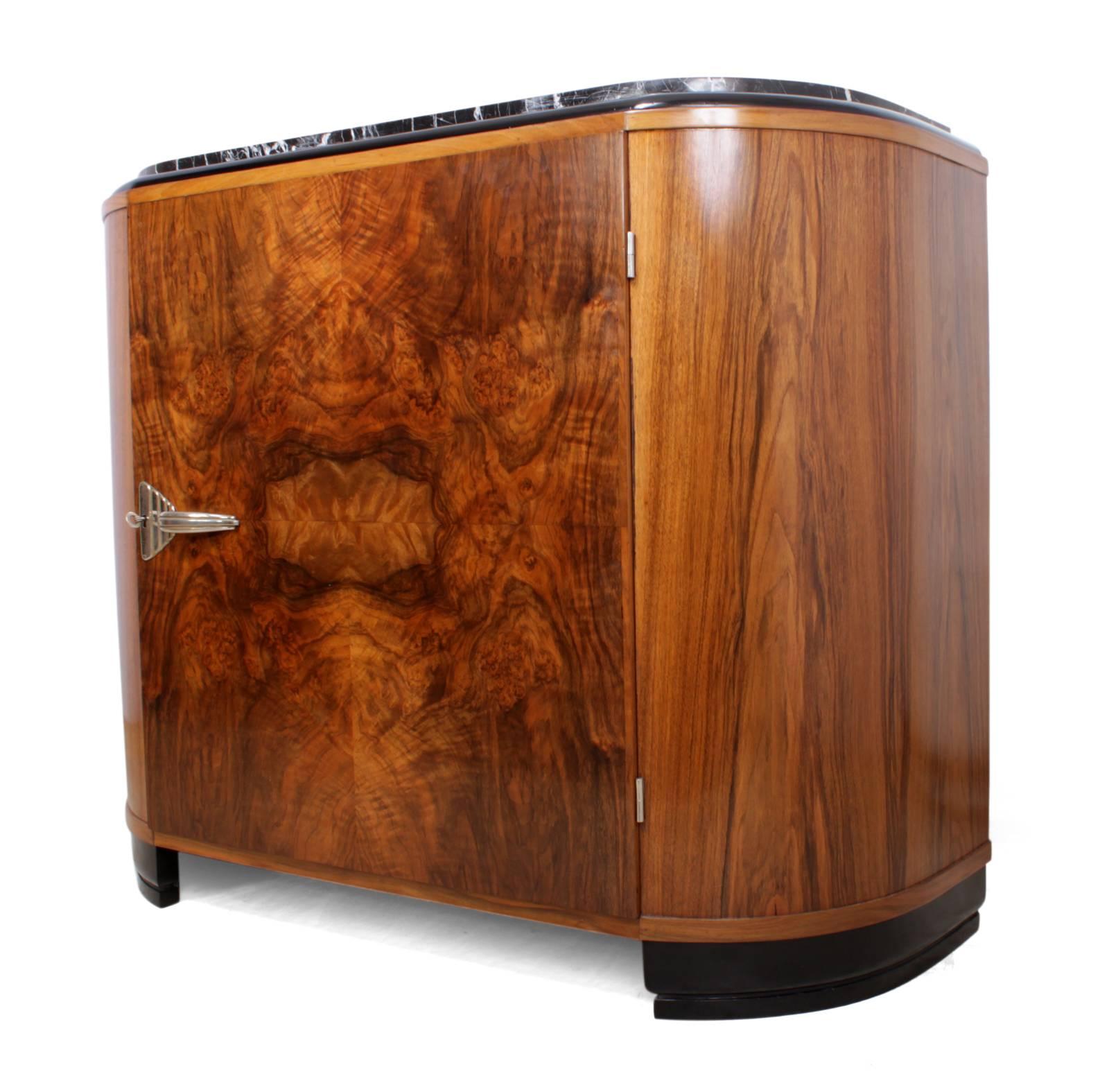 French Art Deco Sideboard with Marble Top