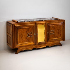 Art Deco Sideboard with Marble Top, France, 1930s