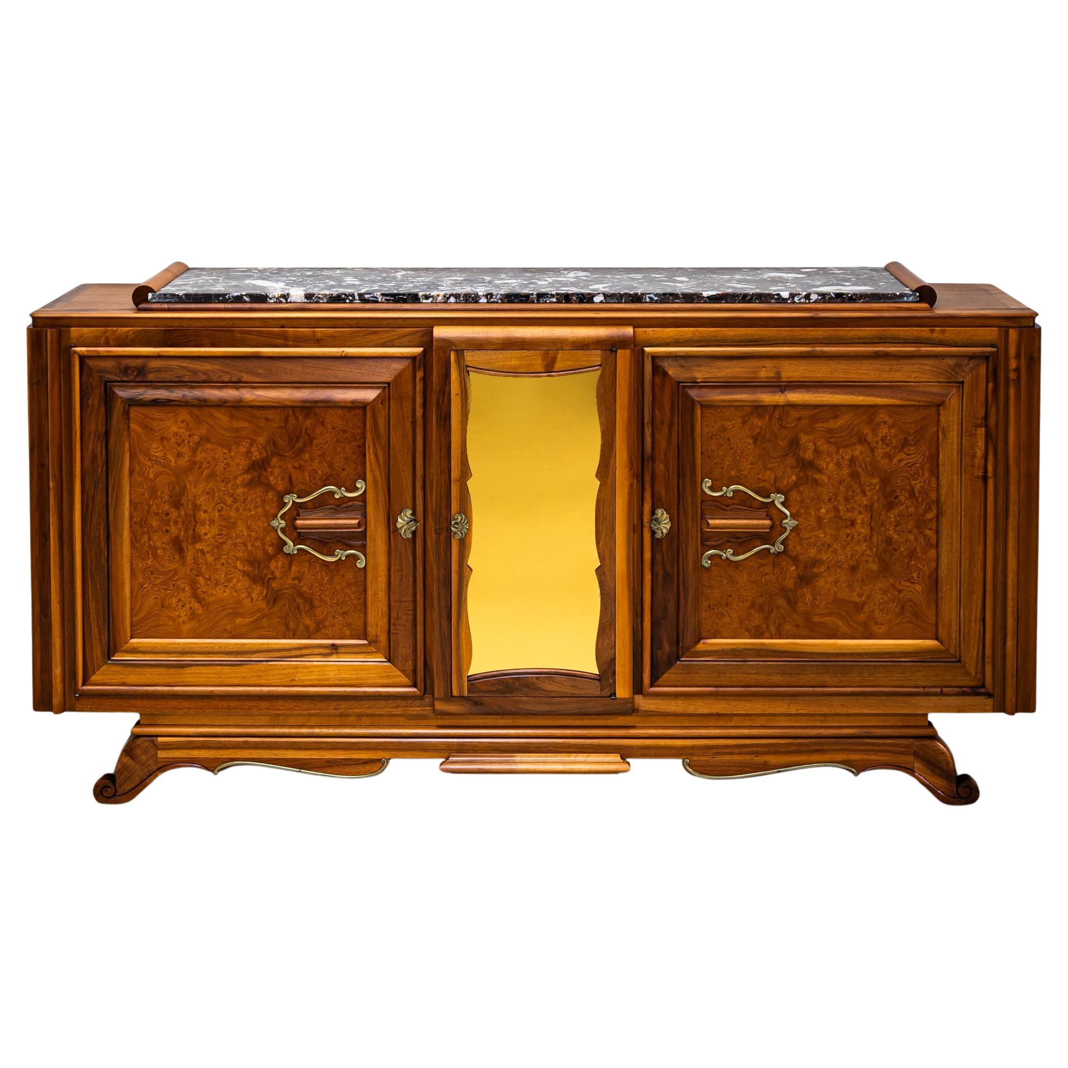 Buffet Art Déco avec dessus en marbre, France, années 1930 en vente