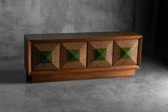 Art Deco Sideboard with Pyramid Inlay Doors, Italy, 1930s