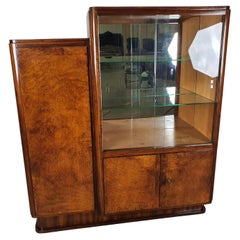 Art Decò Sideboard with Sliding Glass and Shelves