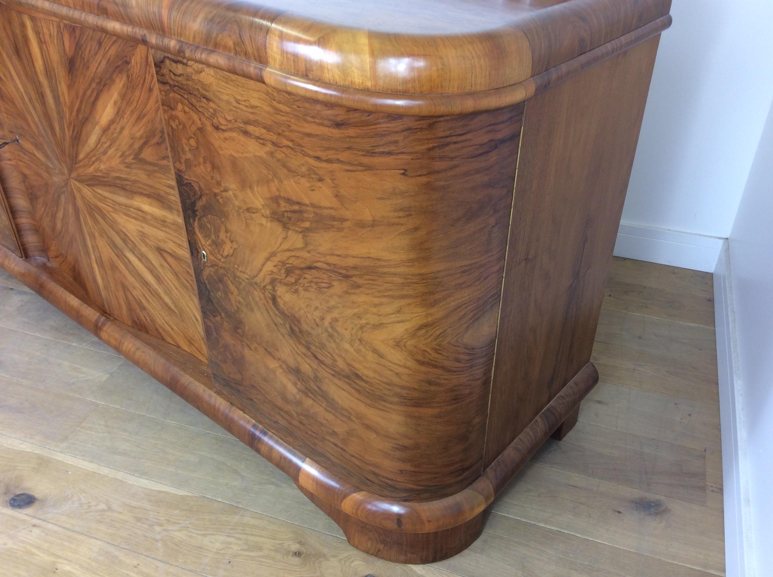 Art Deco Sideboard with Sunburst Design by Jindrich Halabala For Sale 3