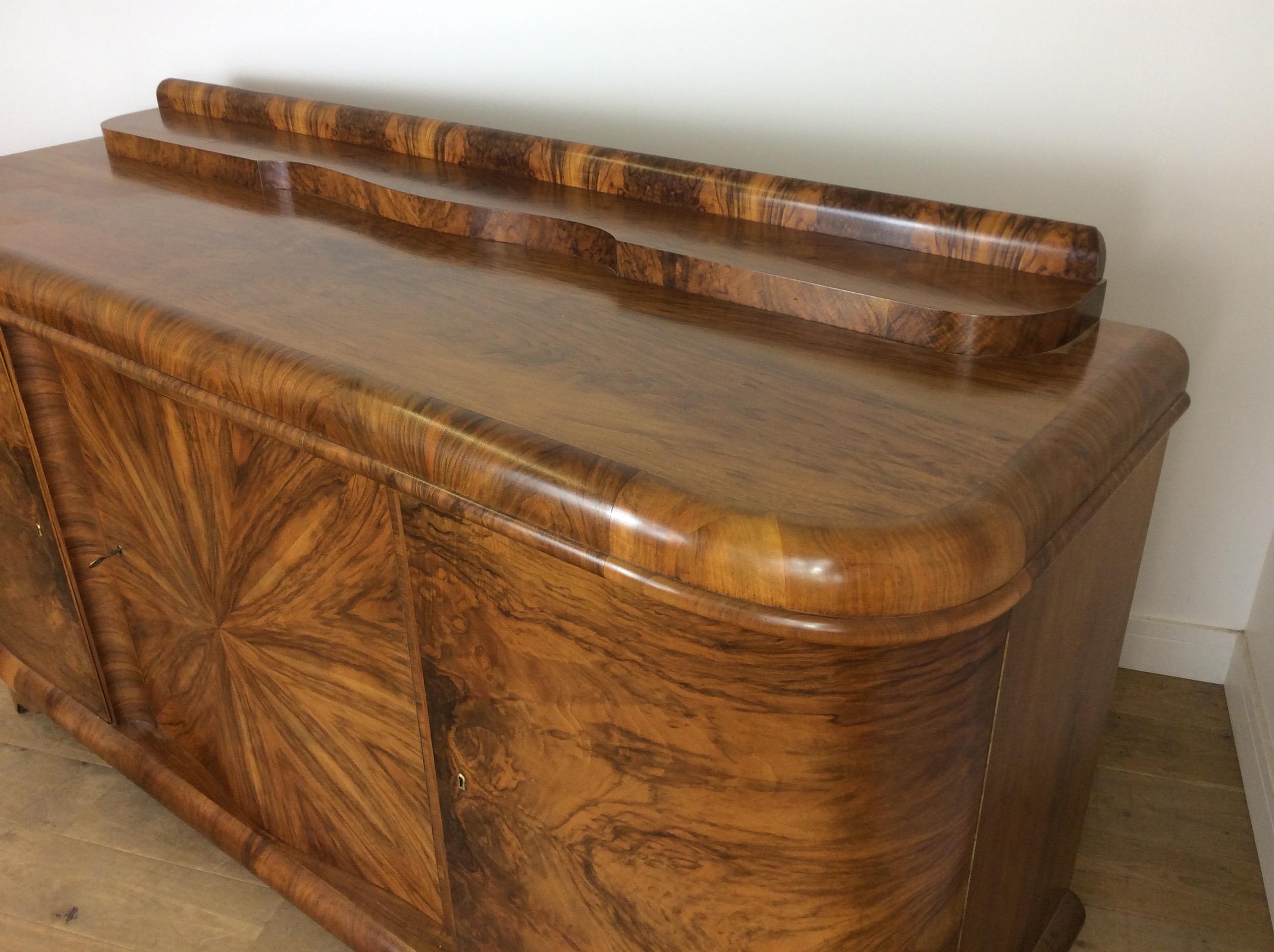 Art Deco Sideboard with Sunburst Design by Jindrich Halabala For Sale 4