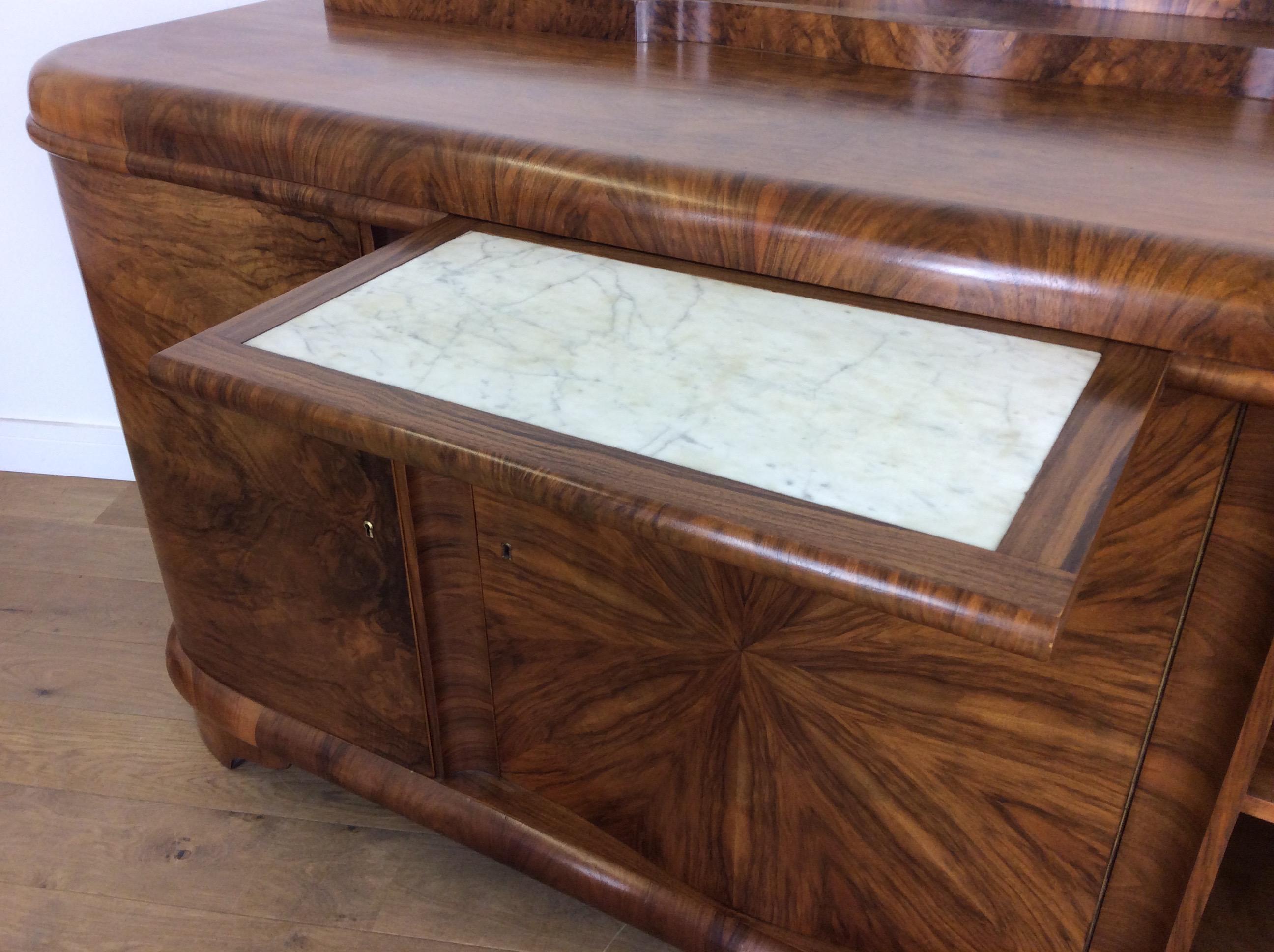 Czech Art Deco Sideboard with Sunburst Design by Jindrich Halabala For Sale