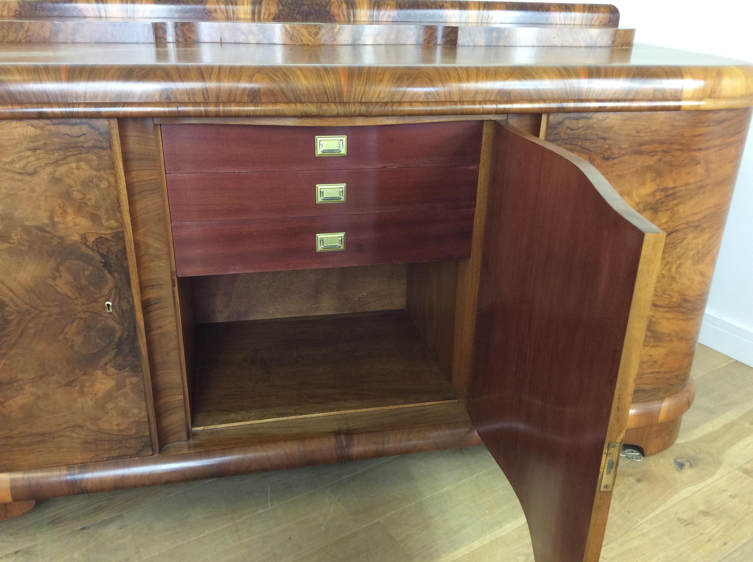 20th Century Art Deco Sideboard with Sunburst Design by Jindrich Halabala For Sale
