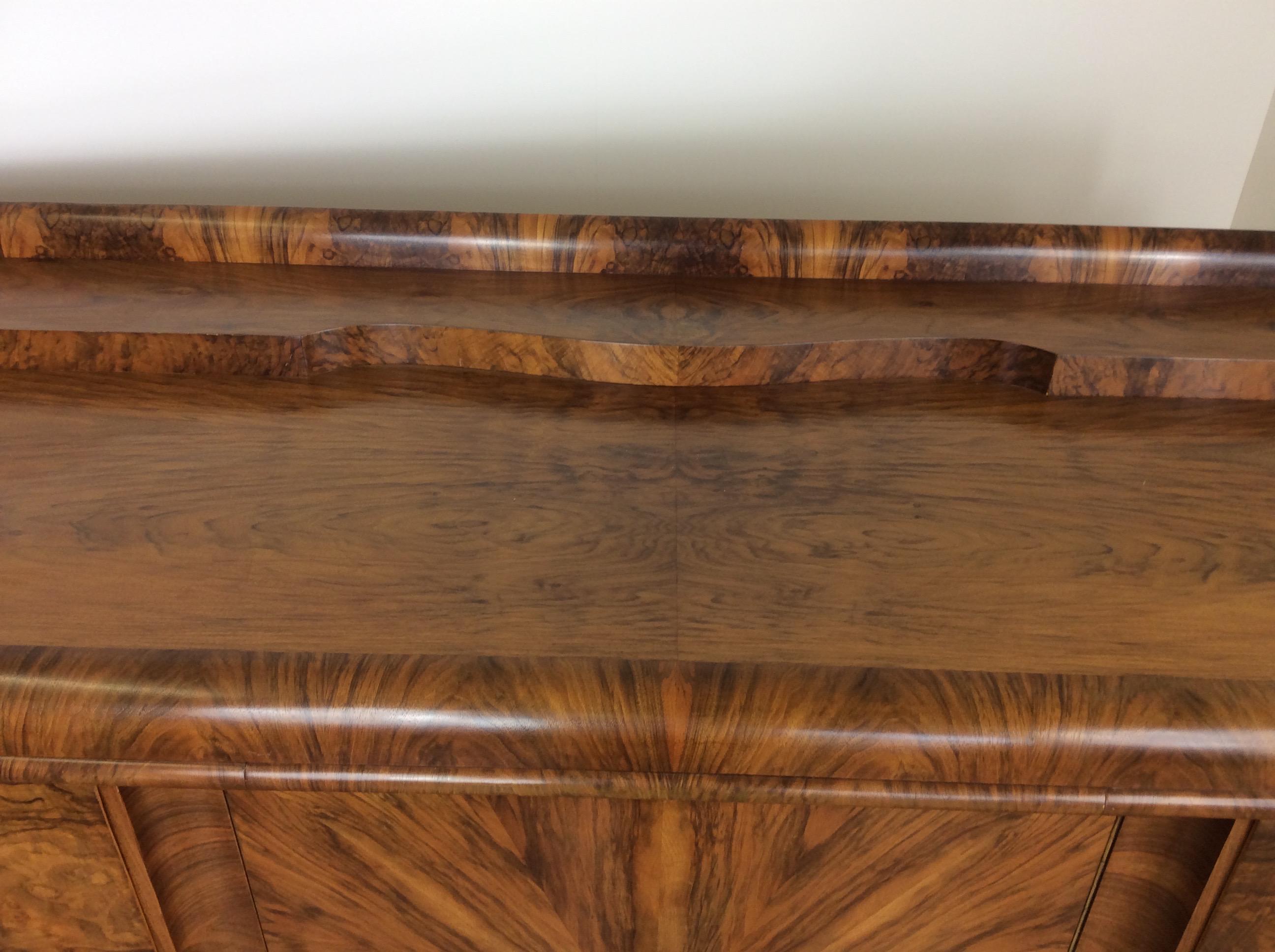 Walnut Art Deco Sideboard with Sunburst Design by Jindrich Halabala For Sale