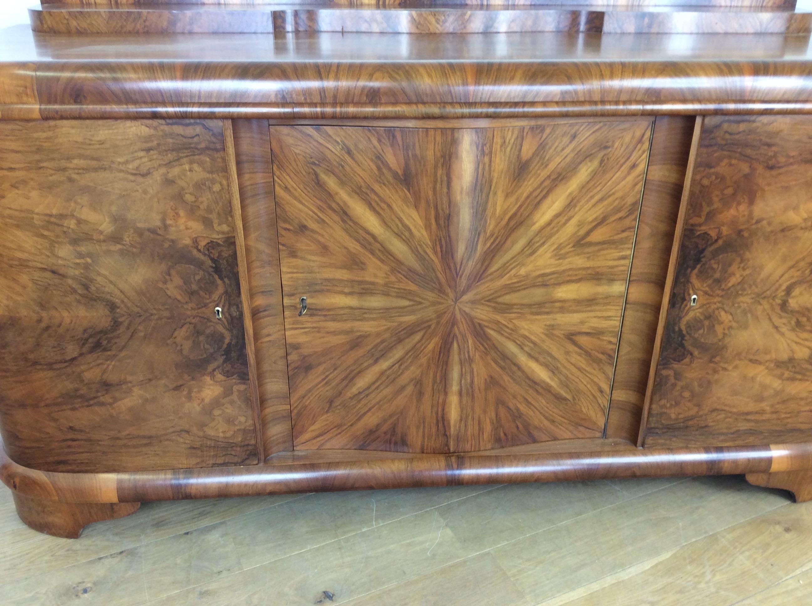 Art Deco Sideboard with Sunburst Design by Jindrich Halabala For Sale 1