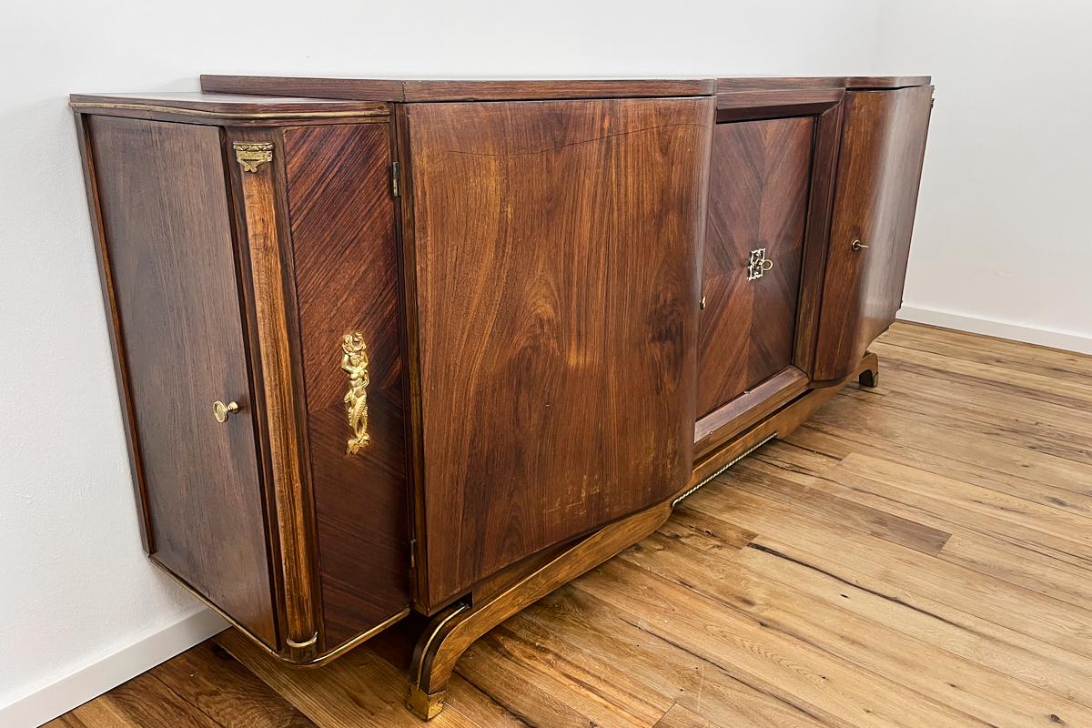 Art Deco Sideboard XXL from Paris with Curved Fronts in Rosewood Around 1920 For Sale 2