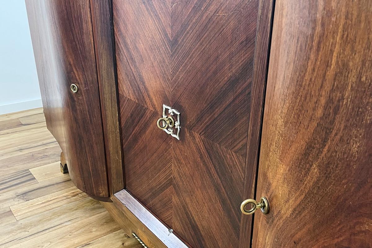 French Art Deco Sideboard XXL from Paris with Curved Fronts in Rosewood Around 1920 For Sale