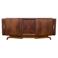 Art Deco Sideboard XXL from Paris with Curved Fronts in Rosewood Around 1920