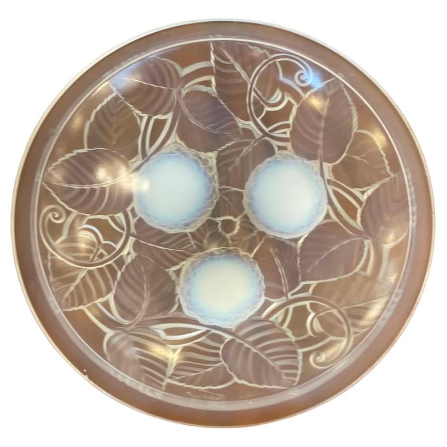 Art Deco Signed Frosted glass Valet Tray in vendita