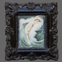 Art Decò Style Signed Italian Nude of Woman Painting