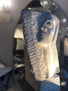 Art Deco Signed Ruhlmann Pink Granite Sculpture