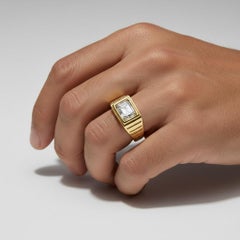 Art Deco Signet Ring for Men with Moissanite, silver, gold