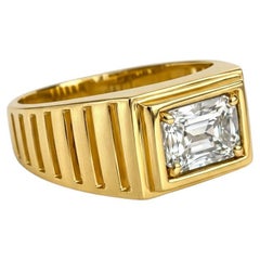 Art Deco Signet Ring for Men with Moissanite, silver, gold