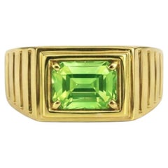 Art Deco Signet Ring for Men with Peridot, silver, gold