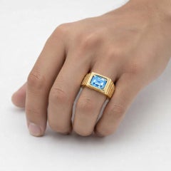 Art Deco Signet Ring for Men with Topaz, silver, gold