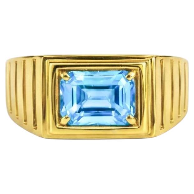Art Deco Siegelring für Männer mit Topas, Silber, Gold