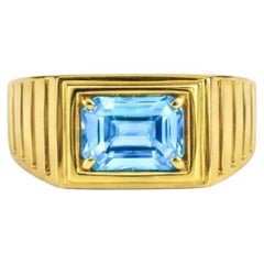 Art Deco Signet Ring for Men with Topaz, silver, gold
