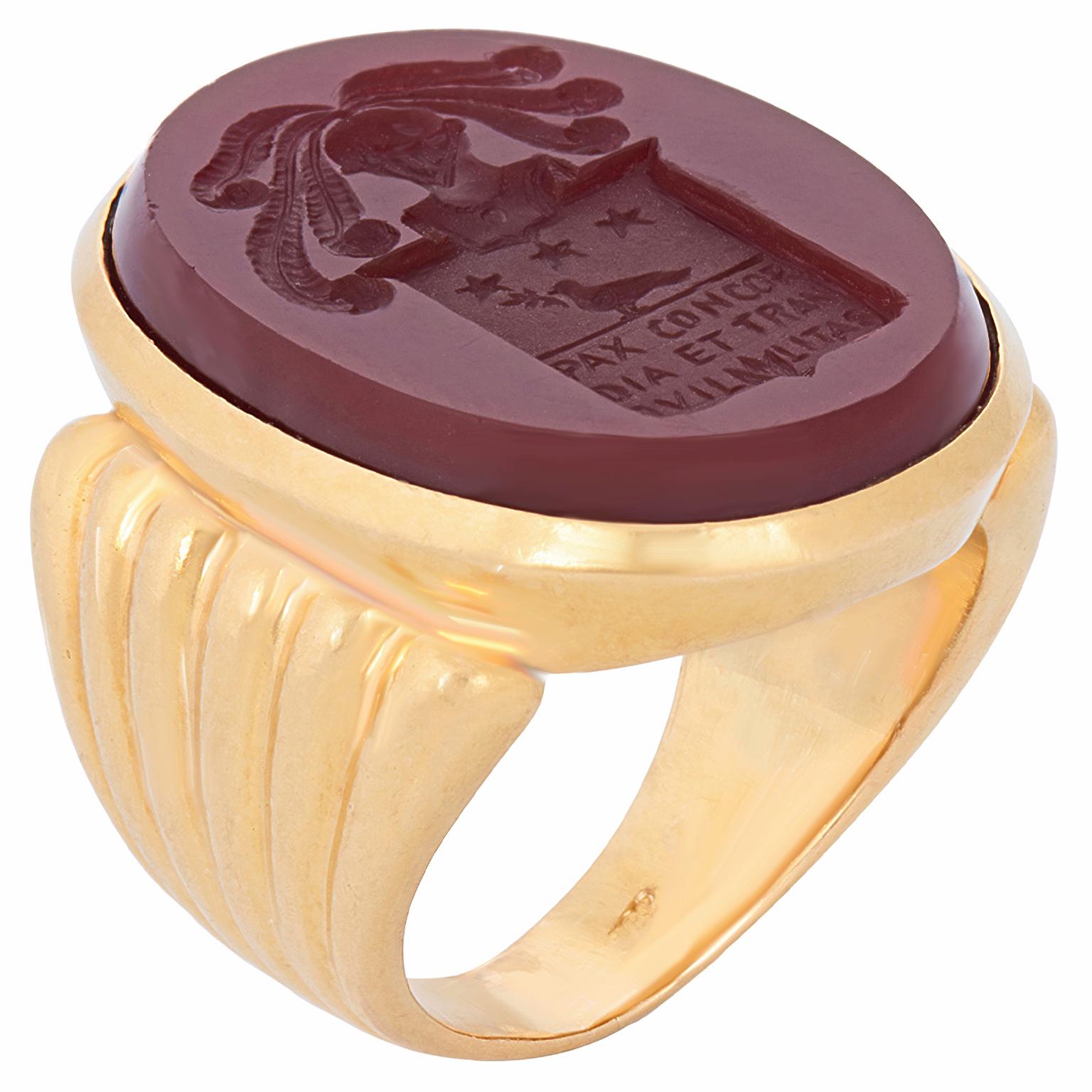 Cabochon Art Deco Signet Ring For Sale