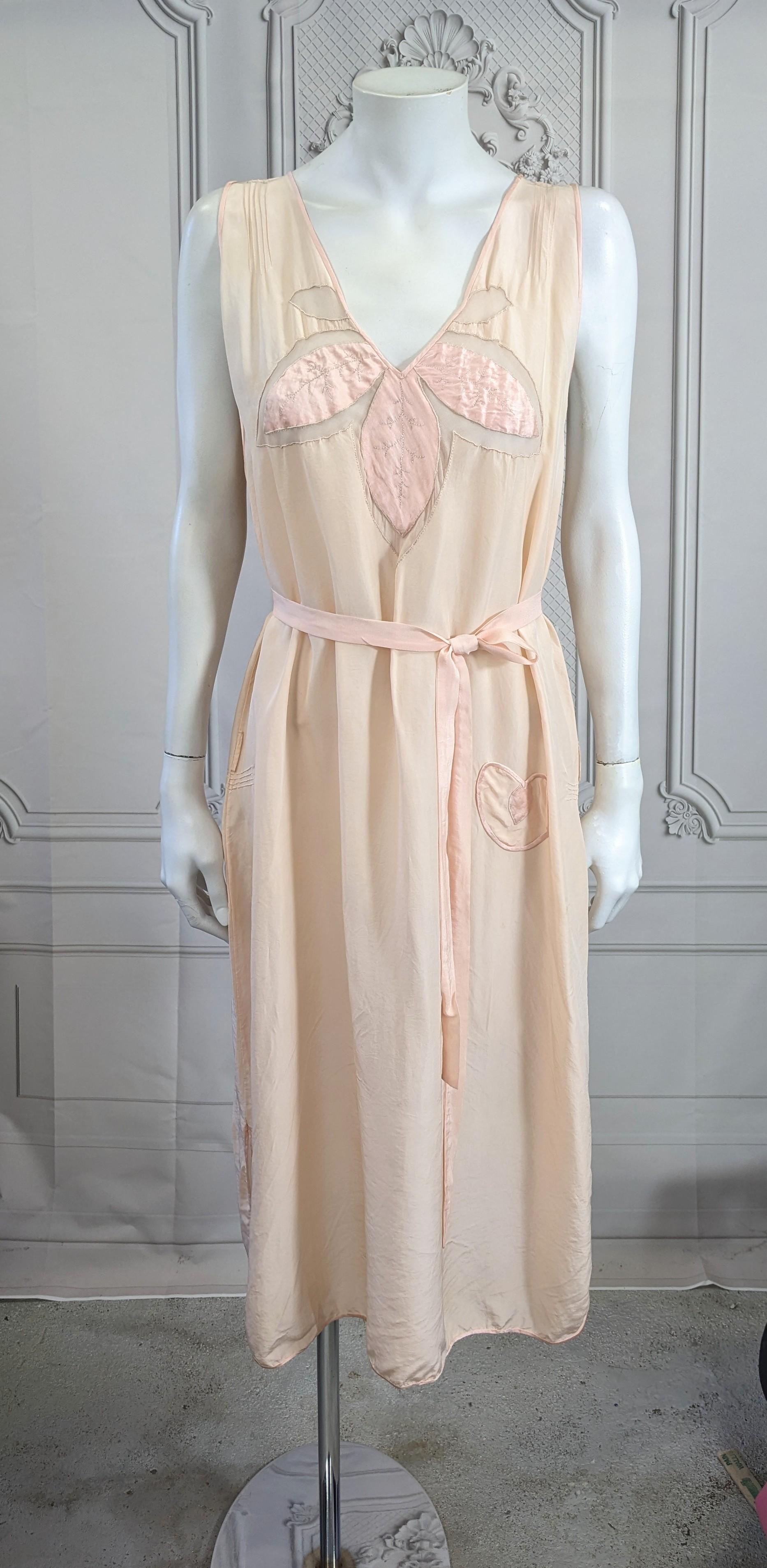 Art Deco Silk and Chiffon Slip Dress For Sale 4