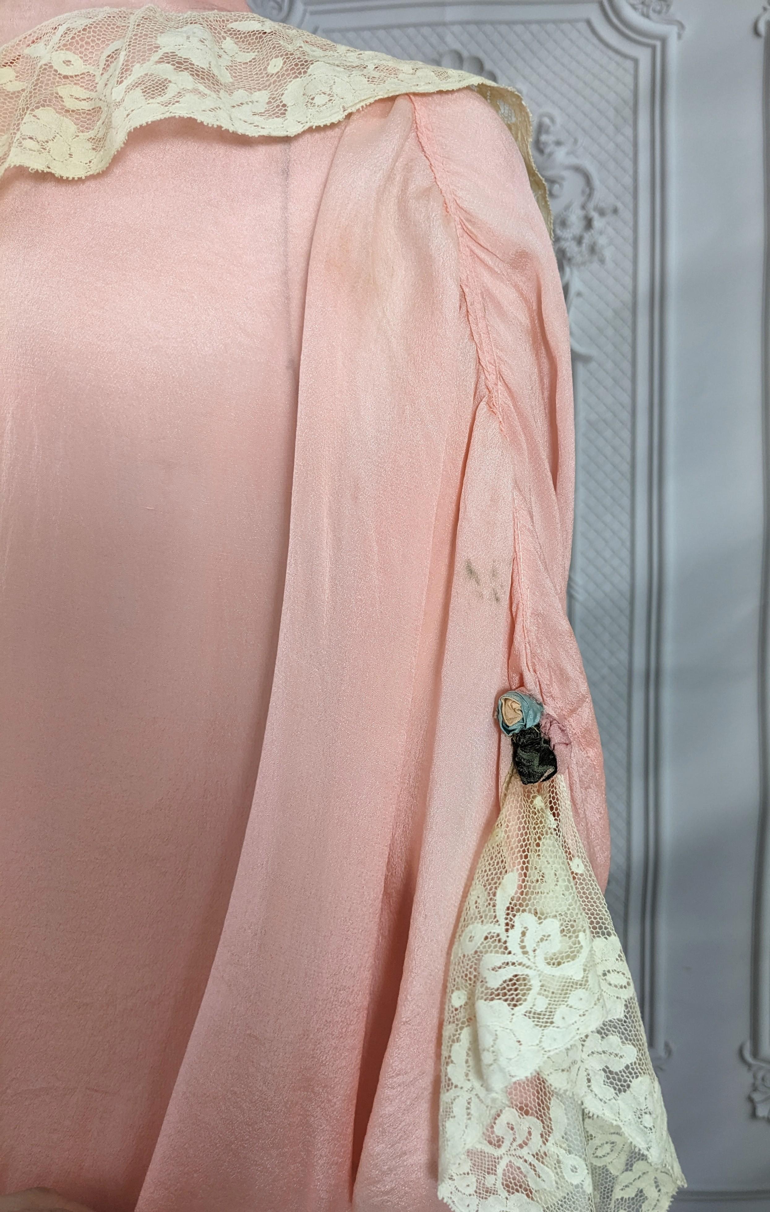 Art Deco Silk Crepe Lace Lounging Robe For Sale 1