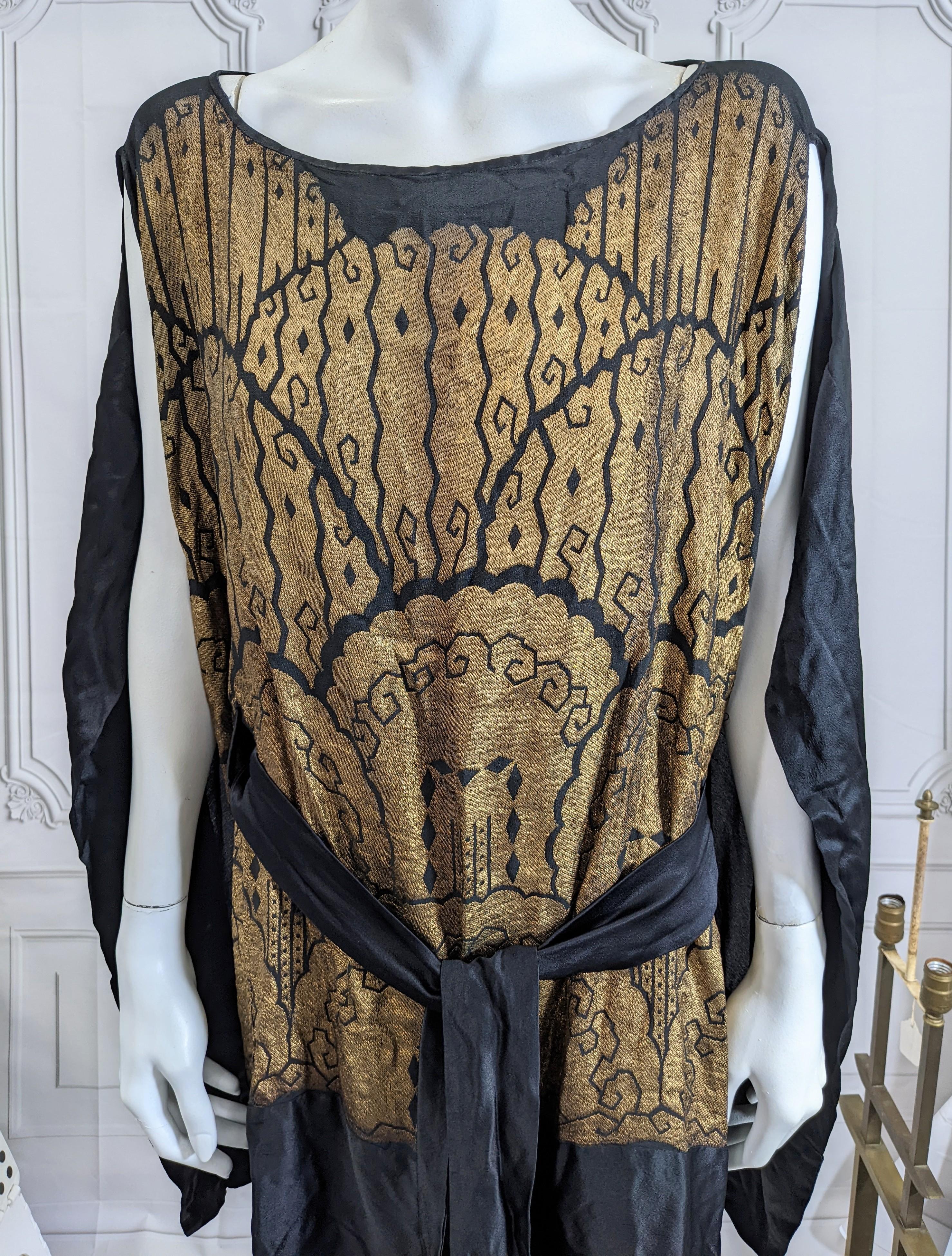 Black Art Deco Silk Lame Evening Tunic For Sale