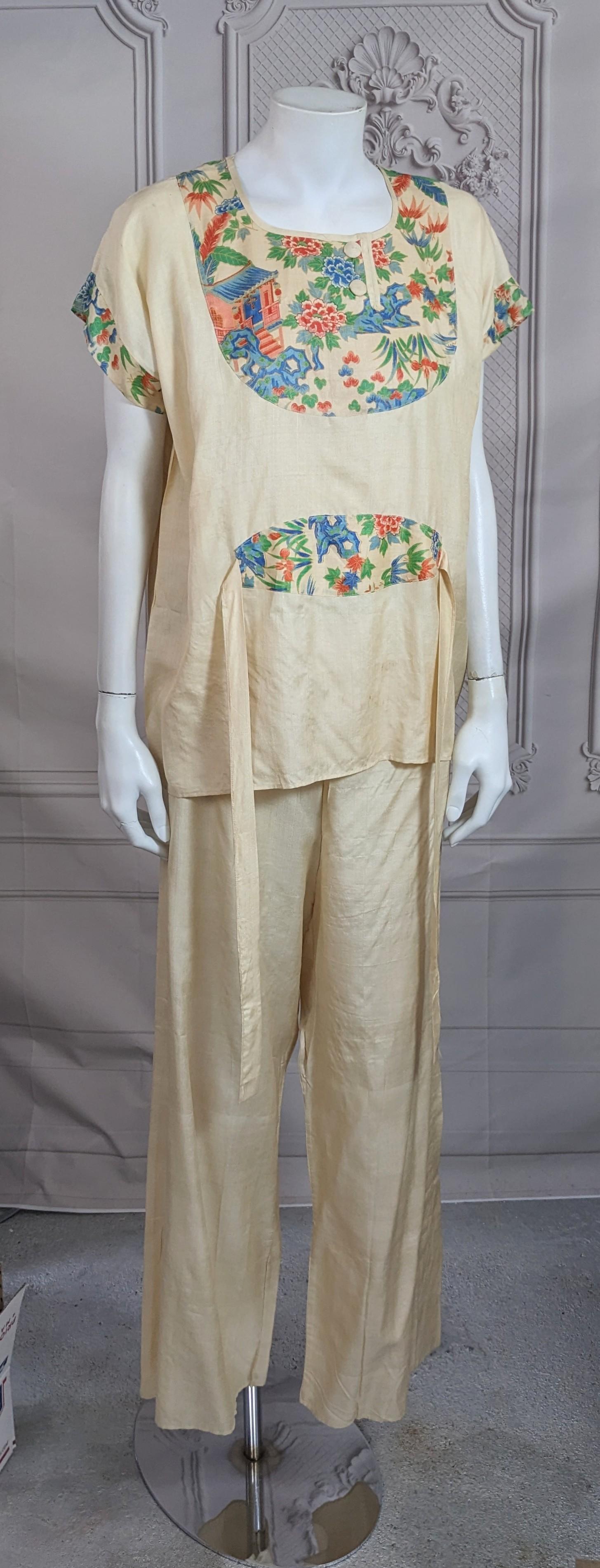 Pyjama de détente en soie Art déco, Japon en vente 1