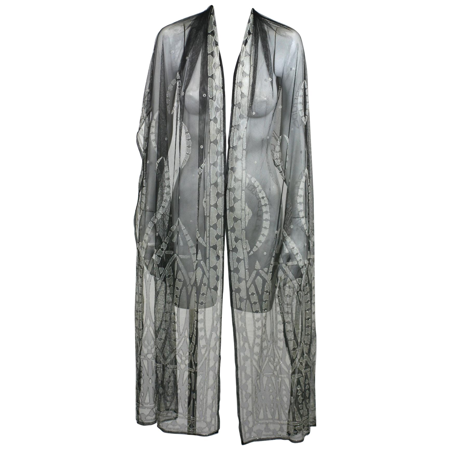 Art Deco Silk Tulle Beaded Shawl