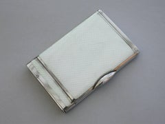 Art Deco Silver & Guilloche Enamel Combined Cigarette & Vesta Case  M. Munk Wien