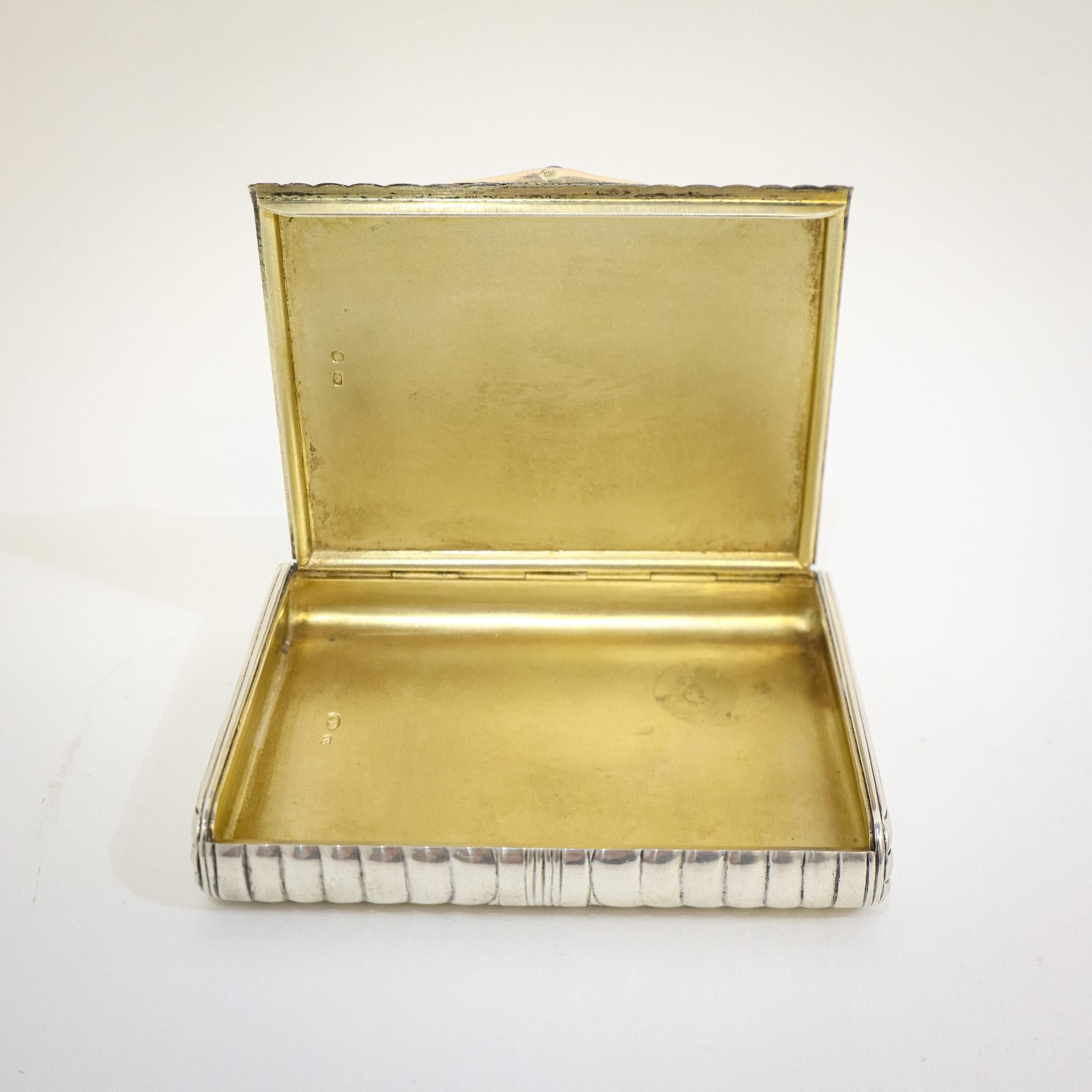 Art Deco Silver & 14 CT Gold Cigarette Case In Good Condition For Sale In Newark, GB