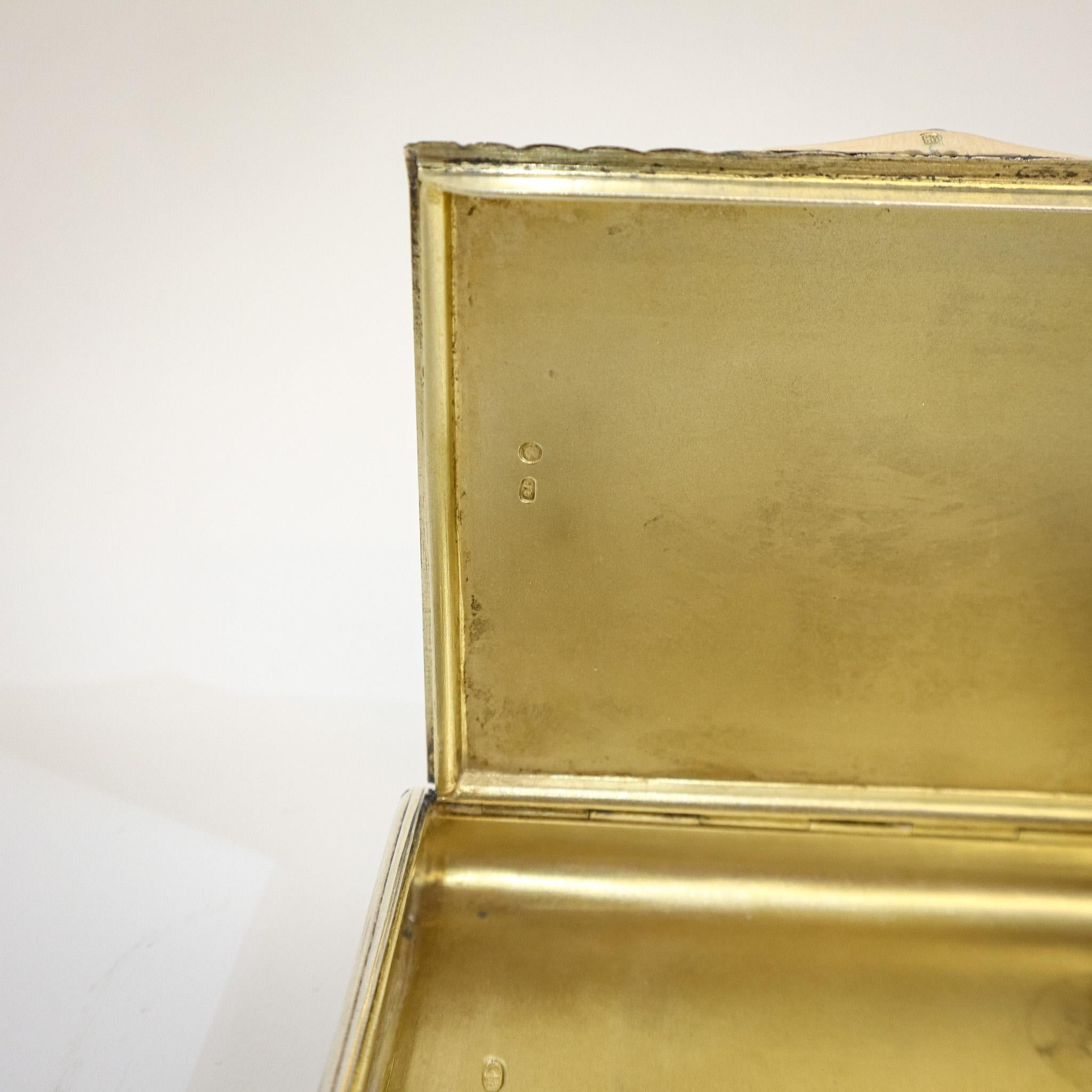 Art Deco Silver & 14 CT Gold Cigarette Case For Sale 1