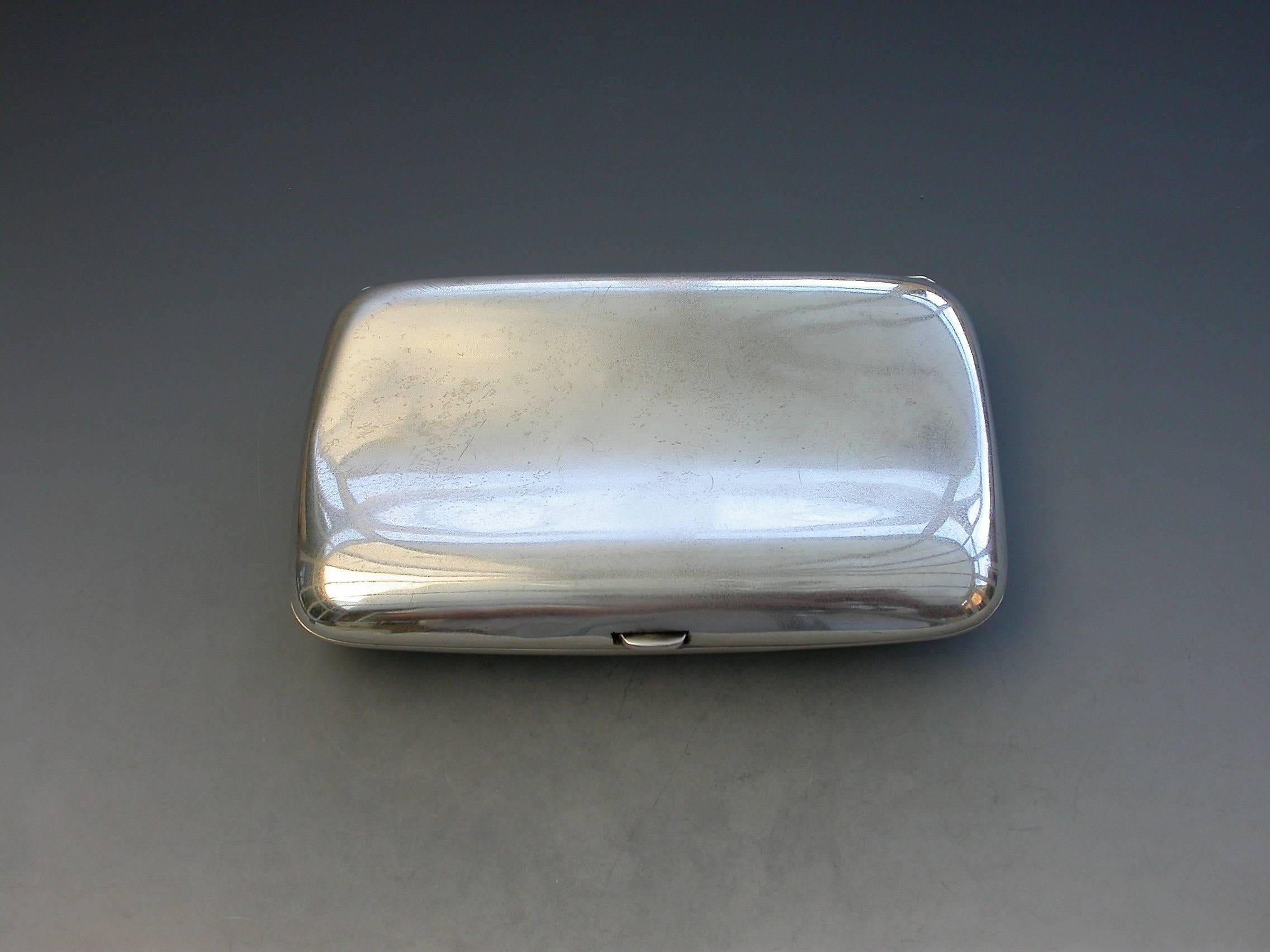 Art Deco Silver and Enamel Cigar Case Naked Lady by Walker & Hall Sheffield 1916 For Sale 1