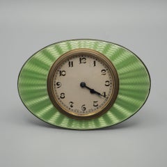 Art Deco Silver and Enamel Desk Clock
