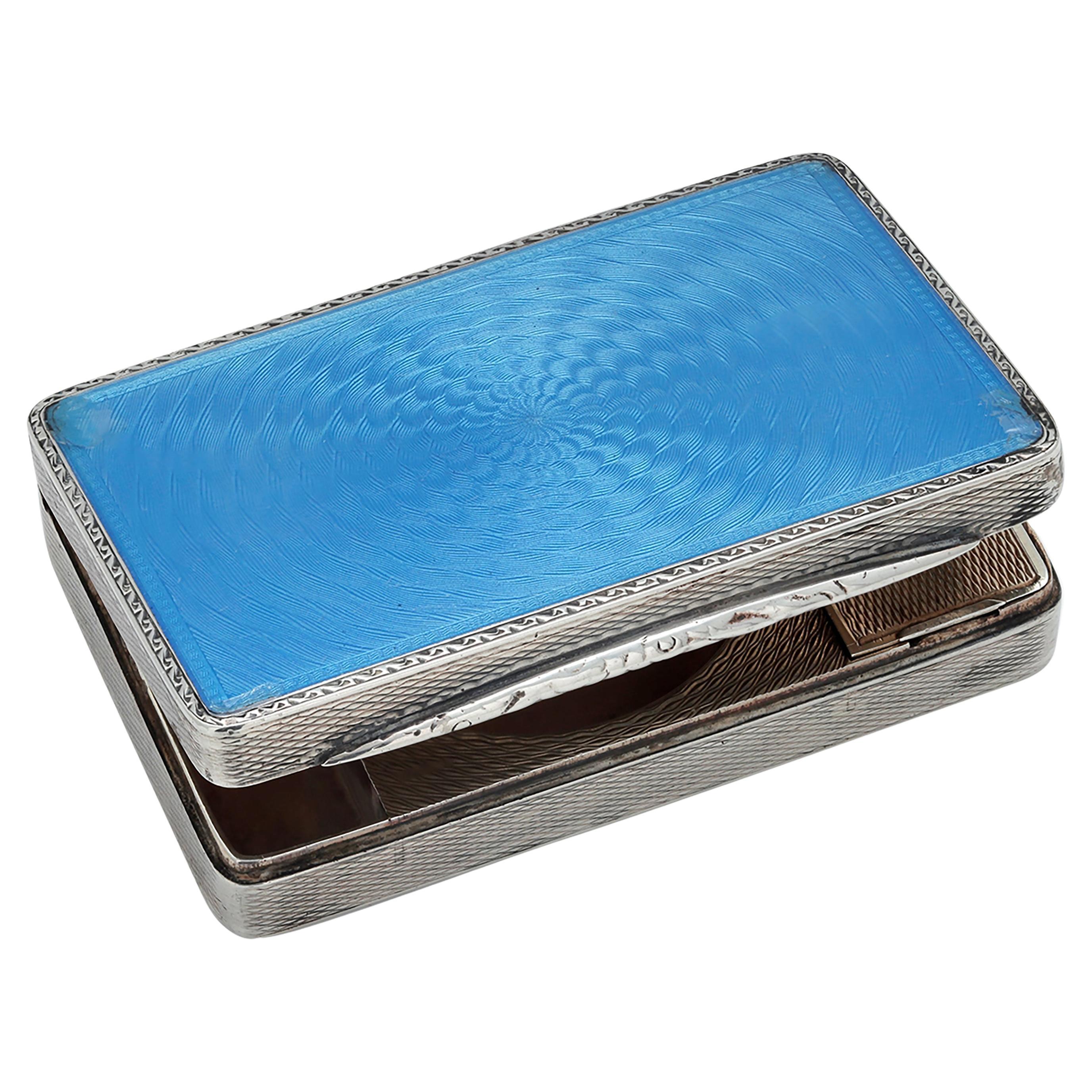 Art Deco Silver and Guilloche Enamel Makeup Compact Dated 1929
