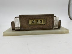 Art Deco Silver and Marble Digital Mantel Clock Model 975 by Lawson, Circa 1930