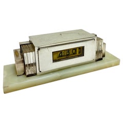 Orologio digitale da caminetto in argento e marmo Art Deco Modello 975 di Lawson, 1930 circa