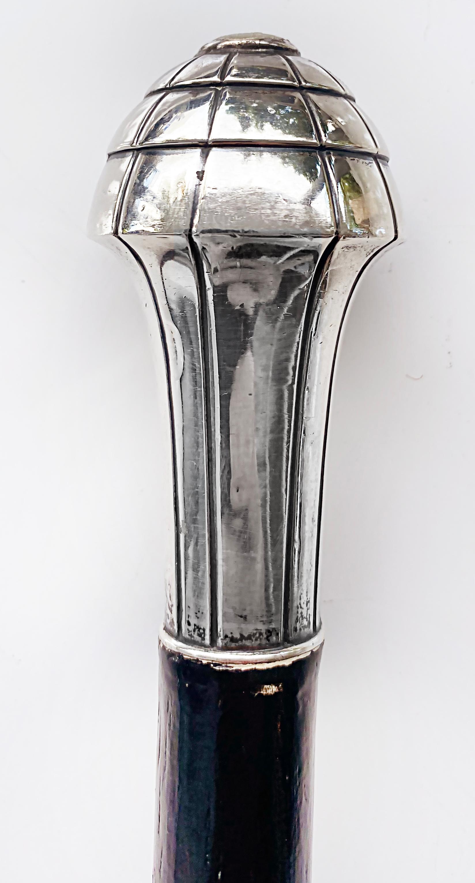 American Art Deco Silver and Mother-of-Pearl Handled Walking Stick For Sale
