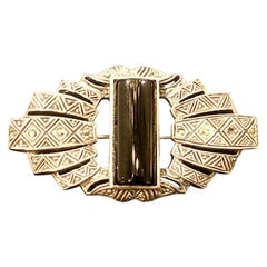 Art Deco Silver and Onyx Broach