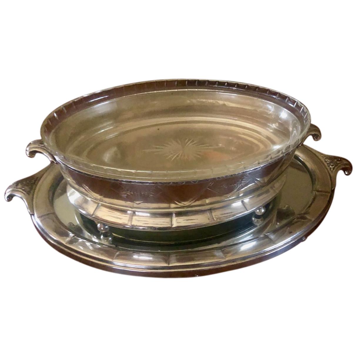 Art Deco Silver Centerpiece and Mirrored Tray